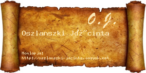 Oszlanszki Jácinta névjegykártya